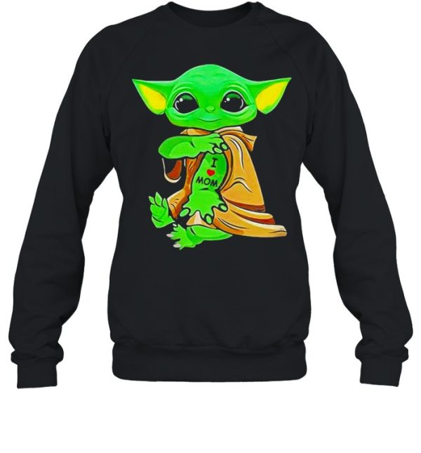 Baby Yoda Tattoo I Love Mom Shirt