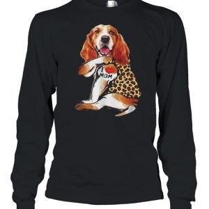 Basset Hound I Love Mom Tattoo Leopard Mothers Day shirt 1