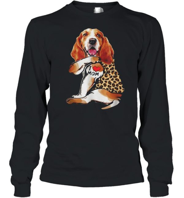 Basset Hound I Love Mom Tattoo Leopard Mothers Day shirt