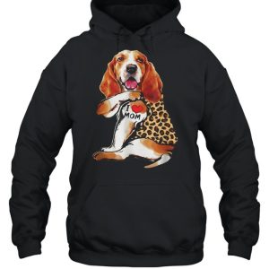 Basset Hound I Love Mom Tattoo Leopard Mothers Day shirt 3