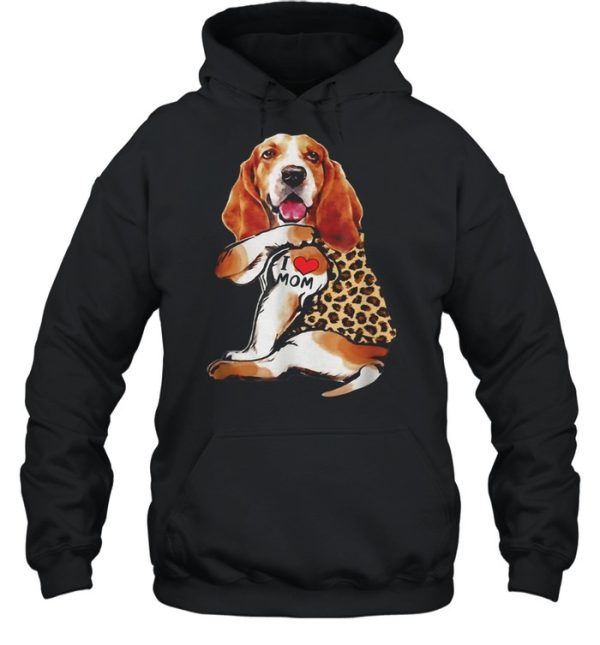 Basset Hound I Love Mom Tattoo Leopard Mothers Day shirt