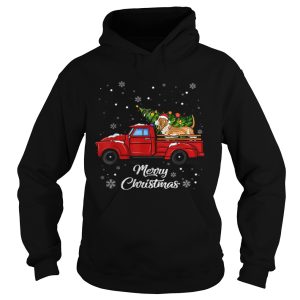 Basset hound Rides Red Truck Christmas Pajama shirt