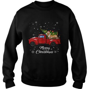 Basset hound Rides Red Truck Christmas Pajama shirt 3