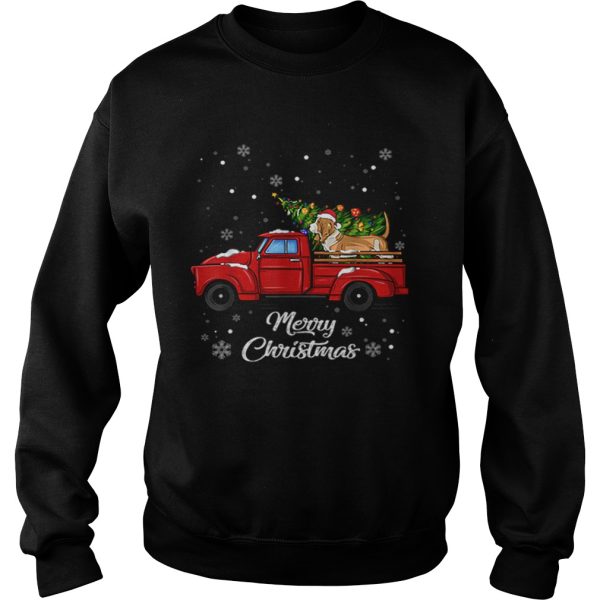 Basset hound Rides Red Truck Christmas Pajama shirt