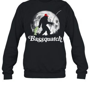 Bassquatch Bigfoot Night Fishing And Full Moon shirt 2