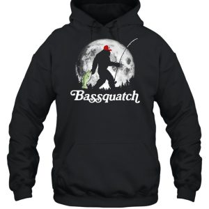 Bassquatch Bigfoot Night Fishing And Full Moon shirt 3