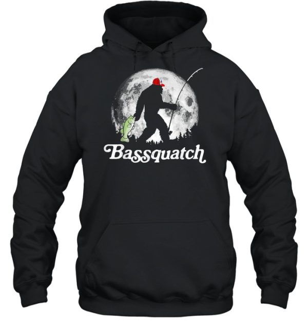 Bassquatch Bigfoot Night Fishing And Full Moon shirt