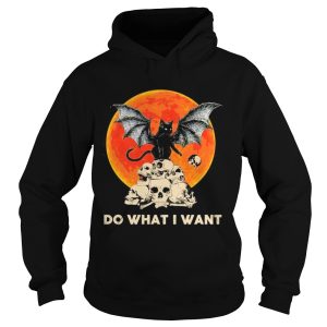 Bat and Black Cat Skull Do what I want moon Halloween shirt 1