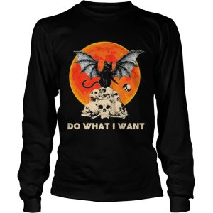 Bat and Black Cat Skull Do what I want moon Halloween shirt