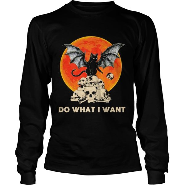 Bat and Black Cat Skull Do what I want moon Halloween shirt