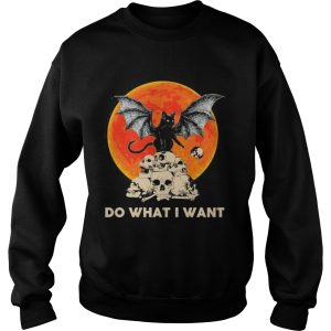 Bat and Black Cat Skull Do what I want moon Halloween shirt 3