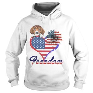 Beagle Dog Sunflower Heart American Flag Freedom shirt 1