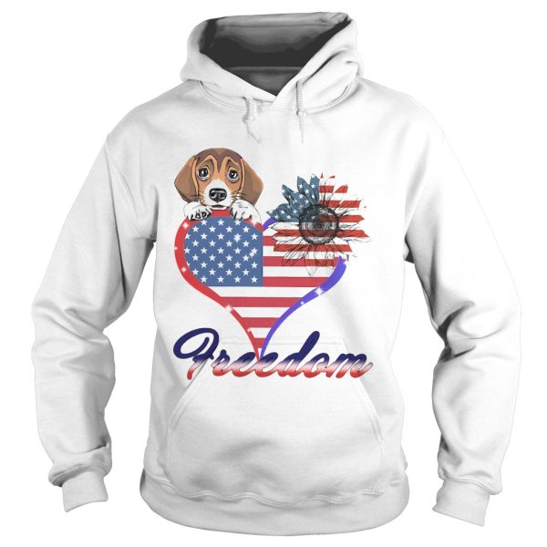 Beagle Dog Sunflower Heart American Flag Freedom shirt