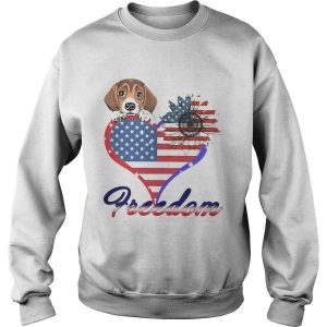 Beagle Dog Sunflower Heart American Flag Freedom shirt 2