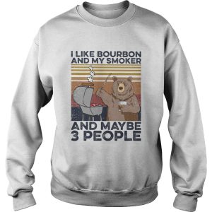 Bear BBQ I like bourbon and my smoker and maybe 3 people Vintage retro shirt