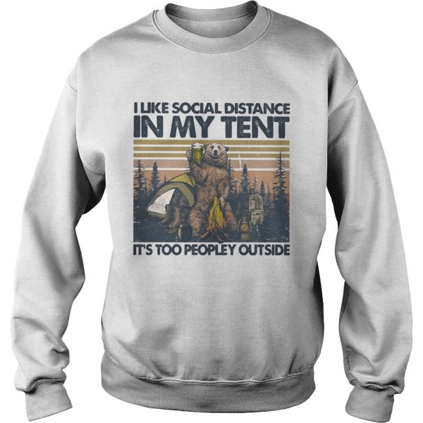 Bear Camping I like social distance in my tent its too peopley outside vintage retro shirt