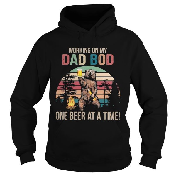 Bear Working on my dad bod one beer at a time Vintage retro shirt