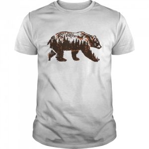 Bear of a Forest Vintage Grizzly &amp Trees Illustration Nature shirt