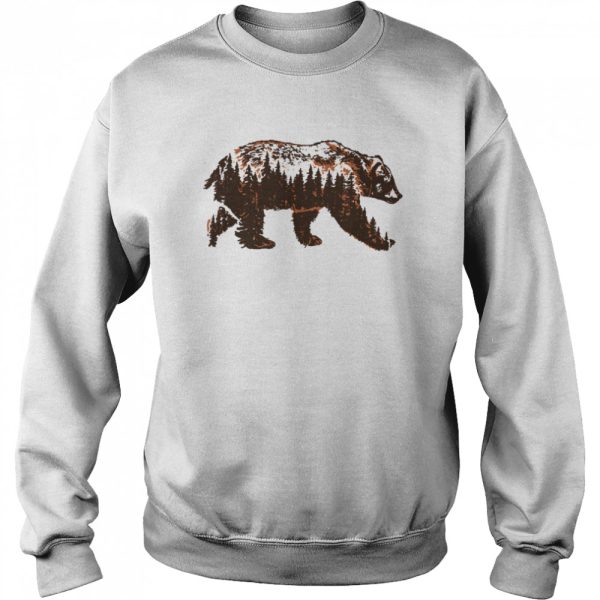 Bear of a Forest Vintage Grizzly &amp Trees Illustration Nature shirt