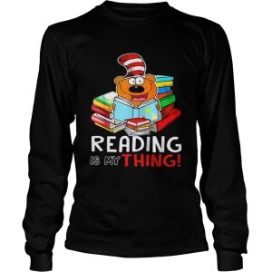 Bear wear hat reading book is my thing shirt 2