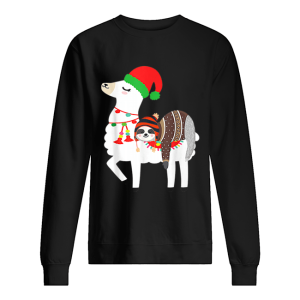 Beautiful Christmas Ugly Sweaters Sloth Riding Llama Hat Alpaca shirt