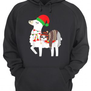 Beautiful Christmas Ugly Sweaters Sloth Riding Llama Hat Alpaca shirt 3