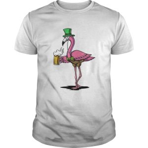 Beautiful Flamingo Bird St Patricks Leprechaun Irish Beer Party Men shirt
