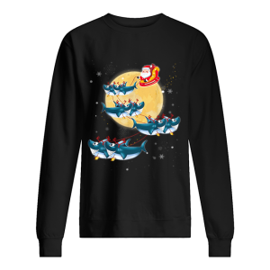 Beautiful Kids Mens Womens Santa Claus Riding Shark Christmas shirt 2