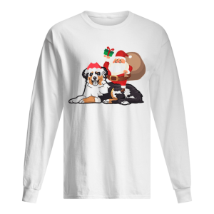 Beautiful Santa Riding Australian Shepherd Christmas Pajama Gift shirt 1