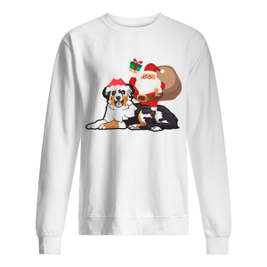 Beautiful Santa Riding Australian Shepherd Christmas Pajama Gift shirt 2