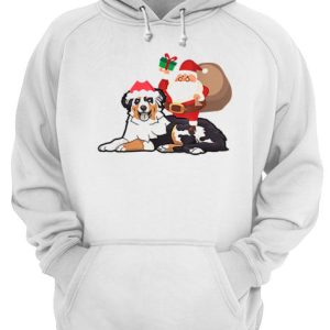 Beautiful Santa Riding Australian Shepherd Christmas Pajama Gift shirt 3