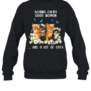 Behind every good woman are a lot of cats flower shirt 1