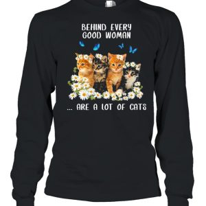 Behind every good woman are a lot of cats flower shirt 2