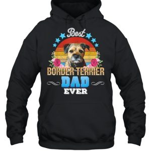 Best Dog Dad Ever Border Terrier Floral Retro Father Day shirt 3