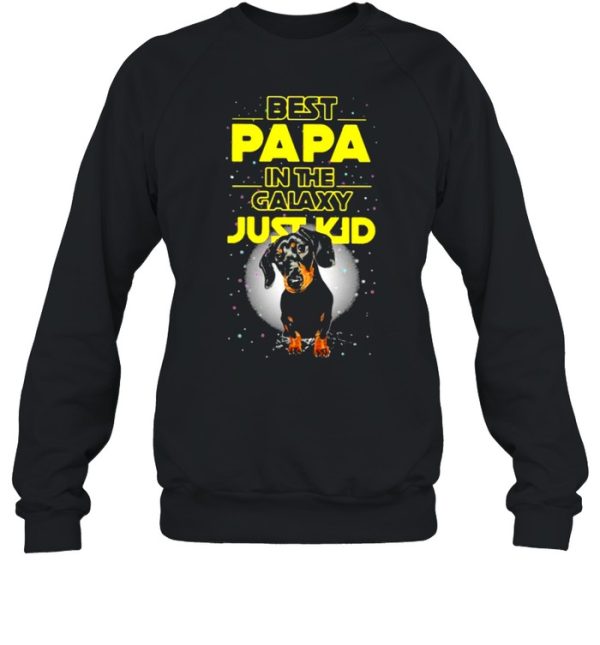 Best Papa In The Galaxy Just Kid Dachshund Shirt