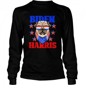 Biden harris 2021 democrat american flag pug dog sunglasses unisex shirt 1