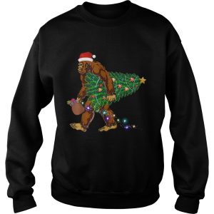 Bigfoot Carrying Christmas Tree Sasquatch Santa shirt 3