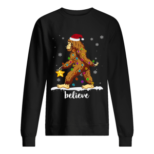 Bigfoot Christmas Tree Believe Tshirt 2