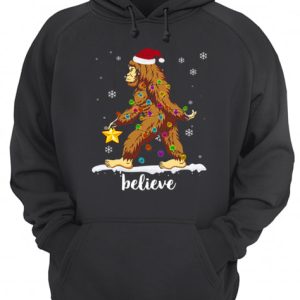 Bigfoot Christmas Tree Believe Tshirt 3