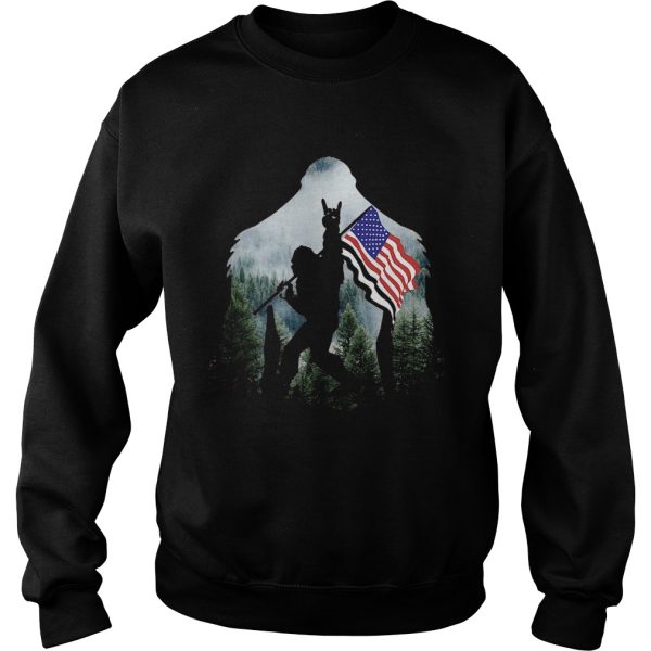 Bigfoot Into The Forest American Flag shirt