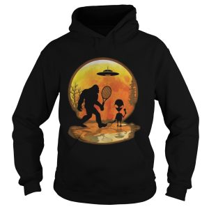 Bigfoot and alien badminton sunset shirt 1