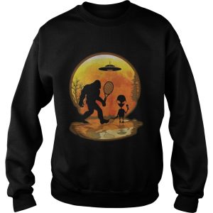 Bigfoot and alien badminton sunset shirt 2