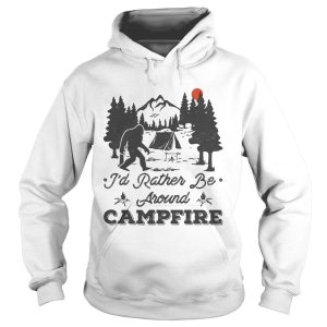 Bigfoot id rather be around campfire sunset shirt 1