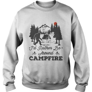 Bigfoot id rather be around campfire sunset shirt 2