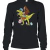 Bigfoot riding dinosaur easter egg shirt