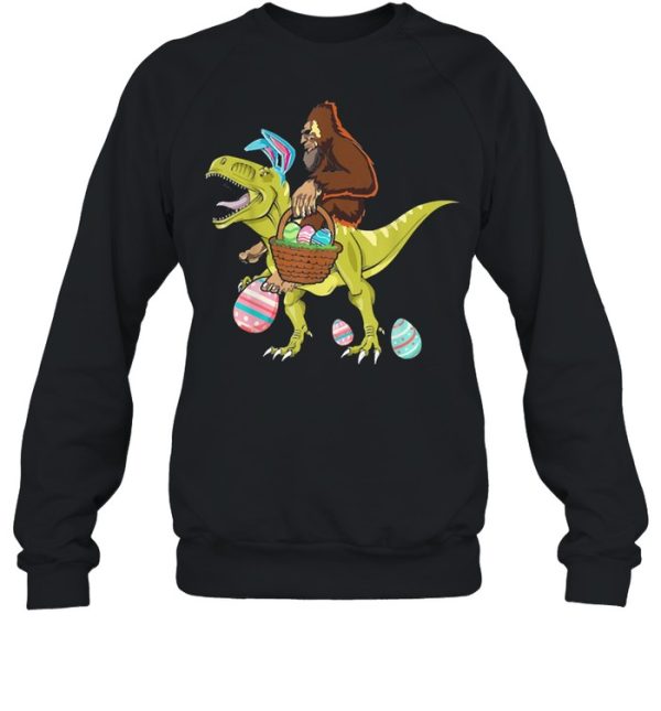 Bigfoot riding dinosaur easter egg shirt