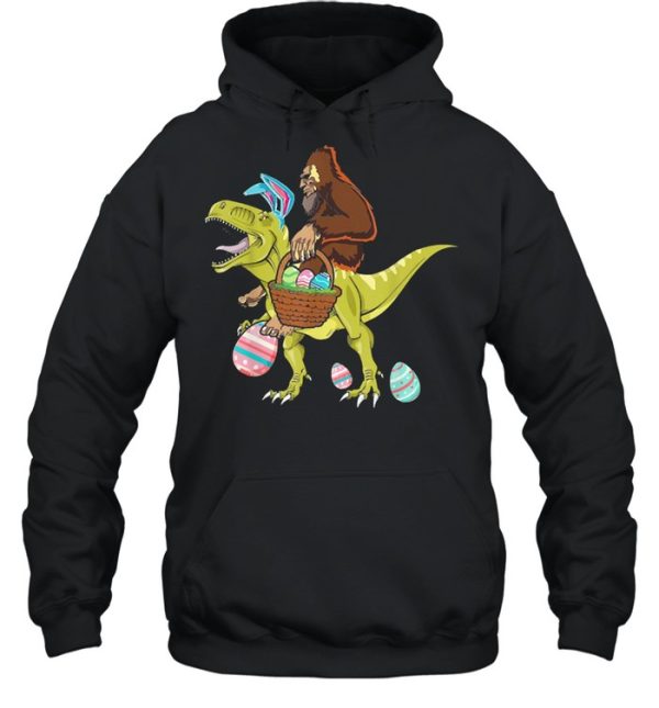 Bigfoot riding dinosaur easter egg shirt