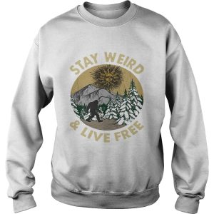 Bigfoot stay weird and live free retro t shirt 3