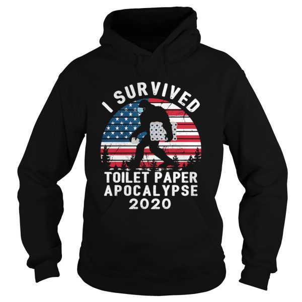 Bigfoot wear mask i survived toilet paper apocalypse 2020 american flag vintage shirt