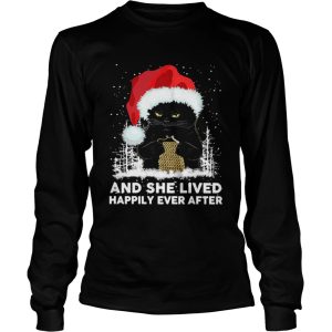 Black Cat And She Lived Happily Ever After Christmas shirt 2